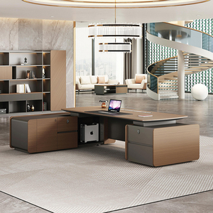 Boss Table With Bookcase Minimalist Luxury <strong>Desk</strong> Simple Modern President Manager <strong>Desk</strong> And Chair <strong>Set</strong> Wooden China - Product Image 4