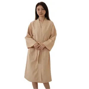 100% Katoenen Lichtgewicht Wafel Kimono Robe Korte Wafel Kimono Badjas Spa Gewaad Cover Up