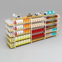 Étagère double face pour magasin à un dollar avec crochet Équipement de supermarché en bois Cadeau Magasin de souvenirs Estanteria