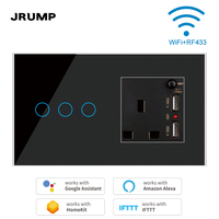 Interrupteur Mural USB Universel Zigbee Série Intelligente Zigbee, Série Intelligente 3/4, Fonctionne avec Alexa Google Home, 1/2/147