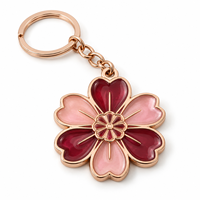 Porte-clés personnalisé avec breloque florale rose, logo personnalisé, cadeau promotionnel direct, fournisseur en gros, fabricant de porte-clés