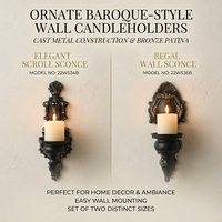 Chandelier mural en fer forgé fait main, résistant à la chaleur, durable, style rétro romantique, finition antique noir/bronze/argent pour