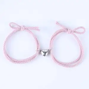 DY Stylish Simple And High Elastic Rubber Band Hand Rope Heart Shaped Magnetic Couple Bracelet