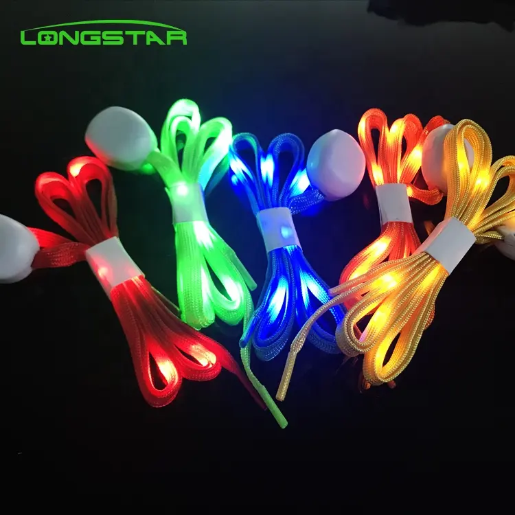 Factory promotion hot sale support logo custom party special fashion led luminous flashing multicolor shoelaces