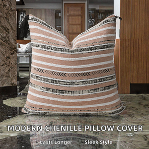 IndiaFactory Square Chenille Jacquard <b>Throw</b> <b>Pillow</b> Covers Yarn-Dye Printed Eco-Friendly Customizable Modern Design Home Zipper - Product Image 2