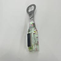 Ouvre-bouteille aimanté pour réfrigérateur, rempli de liquide avec figurines flottantes et paillettes, pour cuisine et bar, outil de haute qualité