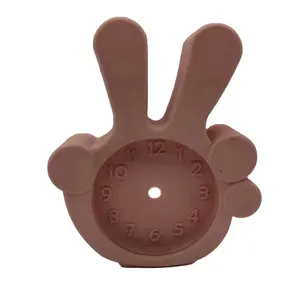 Creative Mini cartoon rabbit round silicone rubber digital alarm clock