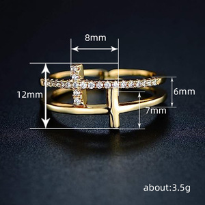 Anello a Croce T0022 Placcato Oro con Zirconia Cubica, Regalo Cristiano Unisex, Gioiello alla Moda - Product Image 4