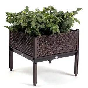 3 niveaux jardin décoratif <span class=keywords><strong>jardinière</strong></span> résine grande <span class=keywords><strong>jardinière</strong></span> boîte béton <span class=keywords><strong>rectangulaire</strong></span> moderne noir <span class=keywords><strong>sur</strong></span>élevé jardin lit avec auto arrosage - Product Image 1