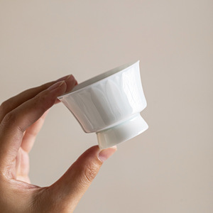 Shadow Blue Lotus Petal Porcelain <b>Teacup</b> Dehua County Kung Fu Tea Individual Cup - Product Image 2