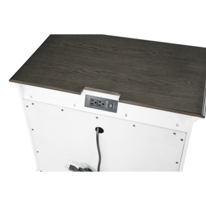 Classic Farmhouse 3 <b>Drawer</b> Nightstand Antique White Wooden Bedroom Furniture With Power Outlet USB - Product Image 5