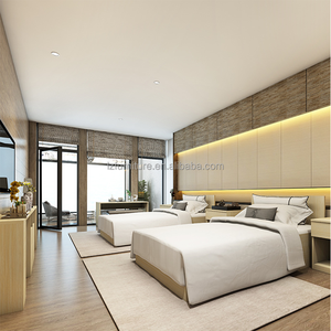 Cost Effective Modern Wooden Panel Hotel King <b>Bed</b> <b>Set</b> <b>Complete</b> Bedroom Furniture Bedding Nightstands Fabric Upholstered School - Product Image 3