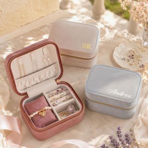 Custom Engraved Velvet Jewelry <b>Box</b>-Personalized Rectangle Storage Case <b>for</b> Rings Jewelry <b>Keepsake</b> Gift <b>for</b> <b>Weddings</b> Mothers - Product Image 1