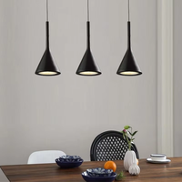 Suspension minimaliste mini conique E27, abat-jour en métal mat, hauteur réglable, multicolore, pour îlot de cuisine et salle à manger