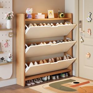Modern <strong>Slim</strong> <strong>Shoe</strong> Storage Cabinet 3 Tier Flip Drawer Entryway Organizer Wood Living Room Furniture Space Saving Hallway <strong>Cupboard</strong> - Product Image 3