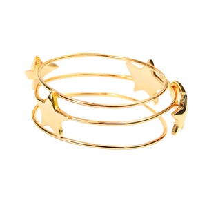 Brazalete de Moda en Acero Inoxidable 316L con Baño de Oro PVD, Diseño de Estrella y Luna, Joyería Sostenible y Resistente - Product Image 2