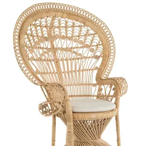 定制波西米亚孔雀椅，带座垫自然颜色，适合婚礼用餐