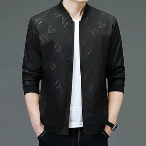 2023 autumn and winter men's casual stand-up collar Full-zip jacket Korean fashion printing wild slim Bomber jacket