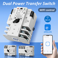 EWeLink WiFi Smart ATS 2P 63A/100A 230V Saklar Transfer Otomatis Daya Ganda dengan Timer