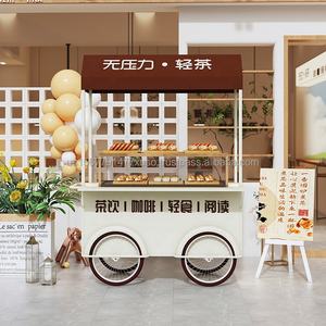 Nuevo Puesto de Mercado Nocturno, Puesto de Comida Móvil, Quiosco de Comida Plegable, Carrito de Comida Comercial con Mesa de Acero Inoxidable, Carrito de Comida de 3 Ruedas Resistente a la Oxidación - Product Image 3