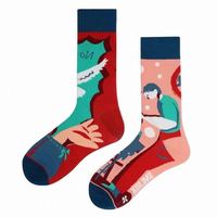 Chaussettes de ville asymétriques mi-mollet en coton unisexes élégantes avec 82 motifs