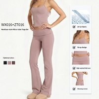 Ensemble de yoga 2 pièces pour femme, couleur chair, doux pour la peau, avec haut dos nu à nouer et bas taille haute rembourré 3D à effet push-up, idéal pour le Pilates et l'entraînement