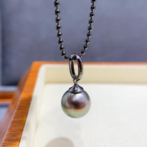 Colgante de Plata de Ley S925, Accesorio para DIY, Base Vacía para Collar Negro con Cuentas Redondas de 9-15 mm, Tamaño 31 para Collares de Perlas - Product Image 2