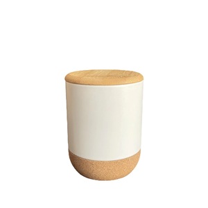 Recipiente de Cerámica para Velas con Base de Corcho, Recipiente de Porcelana con Tapa y Logotipo Personalizado, Recipiente de Almacenamiento con Tapa para Navidad - Product Image 3
