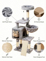 Arbre à chat multi-niveaux en peluche écologique de haute qualité avec poteaux à gratter en sisal et structure d'escalade en velours pour chats d'intérieur (en carton)