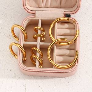 18k позолоченные серьги-кольца из нержавеющей стали неувядающие простые серьги модные однотонные массивные серьги ювелирные изделия для женщин - Product Image 5