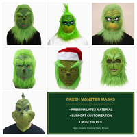 Costume de monstre vert en fourrure de Noël Echo Grinch avec masque