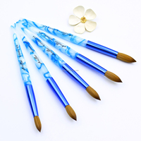Nouveau design 2026 – Pinceau à ongles en acrylique personnalisé, 100 % poils de Kolinsky, manche bleu en acrylique, forme ovale – Usage professionnel, logo personnalisé