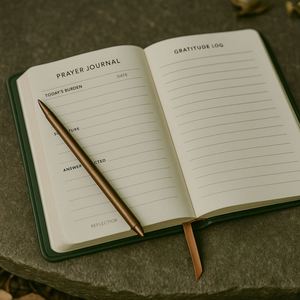 Green Prayer Journal A5 Faux Leather Debossed Cross Christian Devotional Notebook Ribbon Bookmark Sewing <b>Gift</b> Daily Bible Study - Product Image 3
