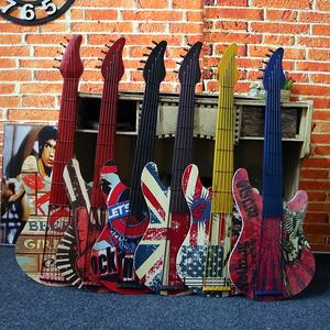 Vente en gros sculpture murale créative américaine rétro décoration murale plaque de <span class=keywords><strong>guitare</strong></span> en bois et fer pour bar café décoration murale - Product Image 5