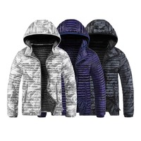 Veste matelassée légère à capuche en nylon 100% pour homme, motif camouflage blanc, logo personnalisé, fabrication OEM, manteau d'hiver