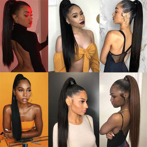 Extensions de cheveux accessoire <span class=keywords><strong>chignon</strong></span> africain cordon de serrage court queue de cheval bouclée queue de cheval synthétique bouffant court - Product Image 3