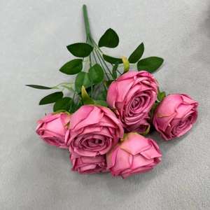 7 cabezas paquete Rosa flor borde rizado rosa <span class=keywords><strong>para</strong></span> fiesta de boda hacer una propuesta decoración día de San Valentín flor <span class=keywords><strong>artificial</strong></span> - Product Image 6