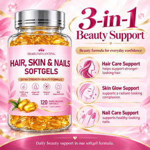 ซอฟต์เจลบำรุงผม ผิว และเล็บ 2-in-1 ผสมไบโอติน น้ำมันอาร์แกน วิตามินซีและอี สำหรับผู้ใหญ่ บริการรับผลิตแบบ OEM และฉลากสินค้าส่วนตัว - Product Image 2