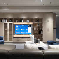 Porte d'armoire en MDF mélaminé beige clair, panneau de porte murale TV en panneau de densité personnalisé, panneau de meuble sur mesure pour toute la maison