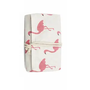 Pink Flamingo Pattern 48 pieces pencils wrap washable pencil roll up pouch for children and adults
