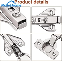 Charnières à fermeture amortie hydrauliques 35 mm à recouvrement total pour portes de placards de cuisine à cadre apparent, angle de 105 degrés