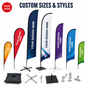 Bandera de Playa con Diseño de Pluma Personalizada, Resistente al Viento, para Publicidad Exterior, con Mástil y Base - Product Image 1