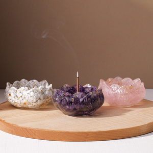 Atacado: Conjunto de Resina com Lótus e Flores de Lótus, com Chips de Cristal Epóxi para Aromatizador de Cristal, e Varetas de Incenso, para Presentes - Product Image 4