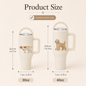 Personalized Puppy Cartoon Stainless Steel Vacuum Insulated Travel Coffee Tumbler <b>with</b> Handle and <b>Reusable</b> <b>Lid</b> - Product Image 5