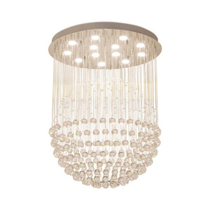 Lustre en acier inoxydable cristallin, luminaire suspendu LED, hauteur réglable, télécommande, 3500K blanc chaud, culot E26, salon - Product Image 1