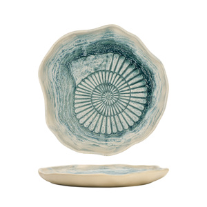 Plato Plano Abstracto Verde Mar de 24 cm con Diseño de Caracol, Plato Decorativo - Product Image 2