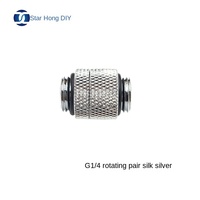 XHDIY PM-JS-XZDS Raccord rotatif G1/4 refroidi par eau, paire de raccords en soie argent-noir, rotatif à 360°, de Maoming