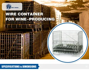 Bordeaux 600 Bottles Zinc Galvanized Foldable Wire Mesh Container For Wine Storage Cargo Storage Equipment