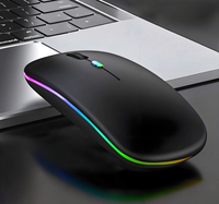 Mouse Nirkabel LED Optik Slim 2.4G Portabel USB untuk Mac Laptop Windows Backlit RGB 1600 4-Tombol ABS Stok Tersedia
