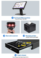 Prix d'Usine Ensemble Complet Système POS Tout-en-Un avec Écran Tactile 15,6 Pouces, Caisse Enregistreuse de Supermarché, Machine POS pour Fabricants en Gros